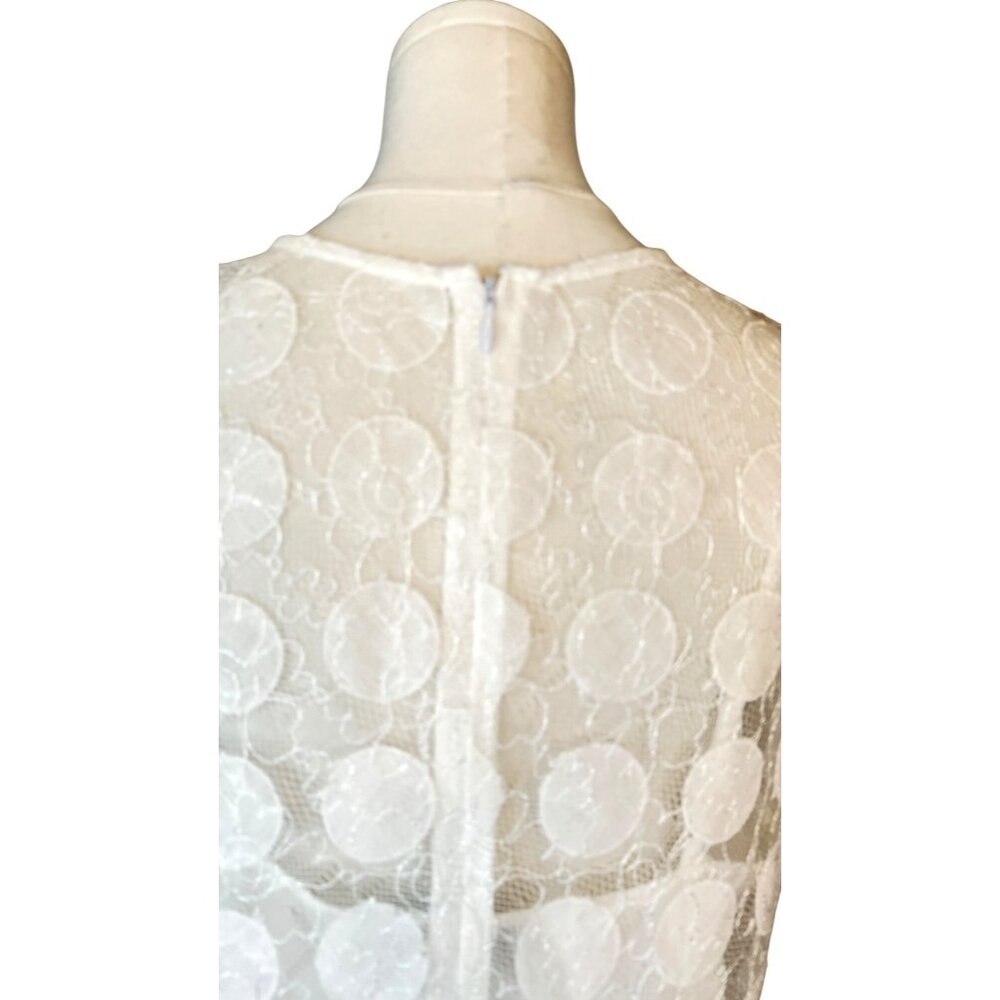 Donna Morgan Size 6 White Lace Polka Dot Sleeveless Shift Dress - Picture 10 of 15